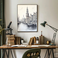 Amsterdam's Iconic Canals Monochrome Artistic Travel Poster PosterGoat