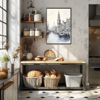 Amsterdam's Iconic Canals Monochrome Artistic Travel Poster PosterGoat