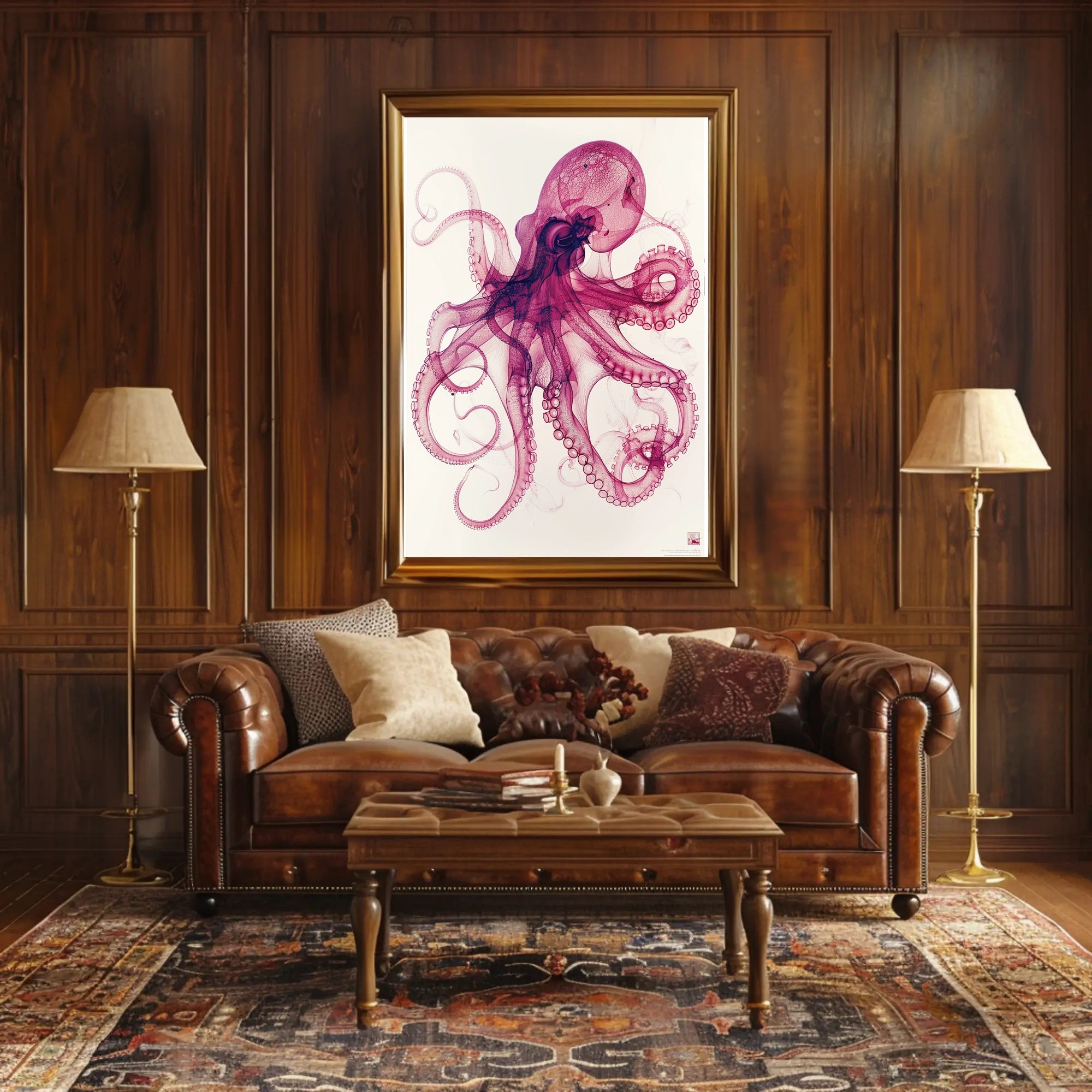 Anatomical Octopus Illustration in Artistic Animal Poster PosterGoat