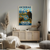 Anchorage Alaska Adventure Vintage Travel Poster PosterGoat