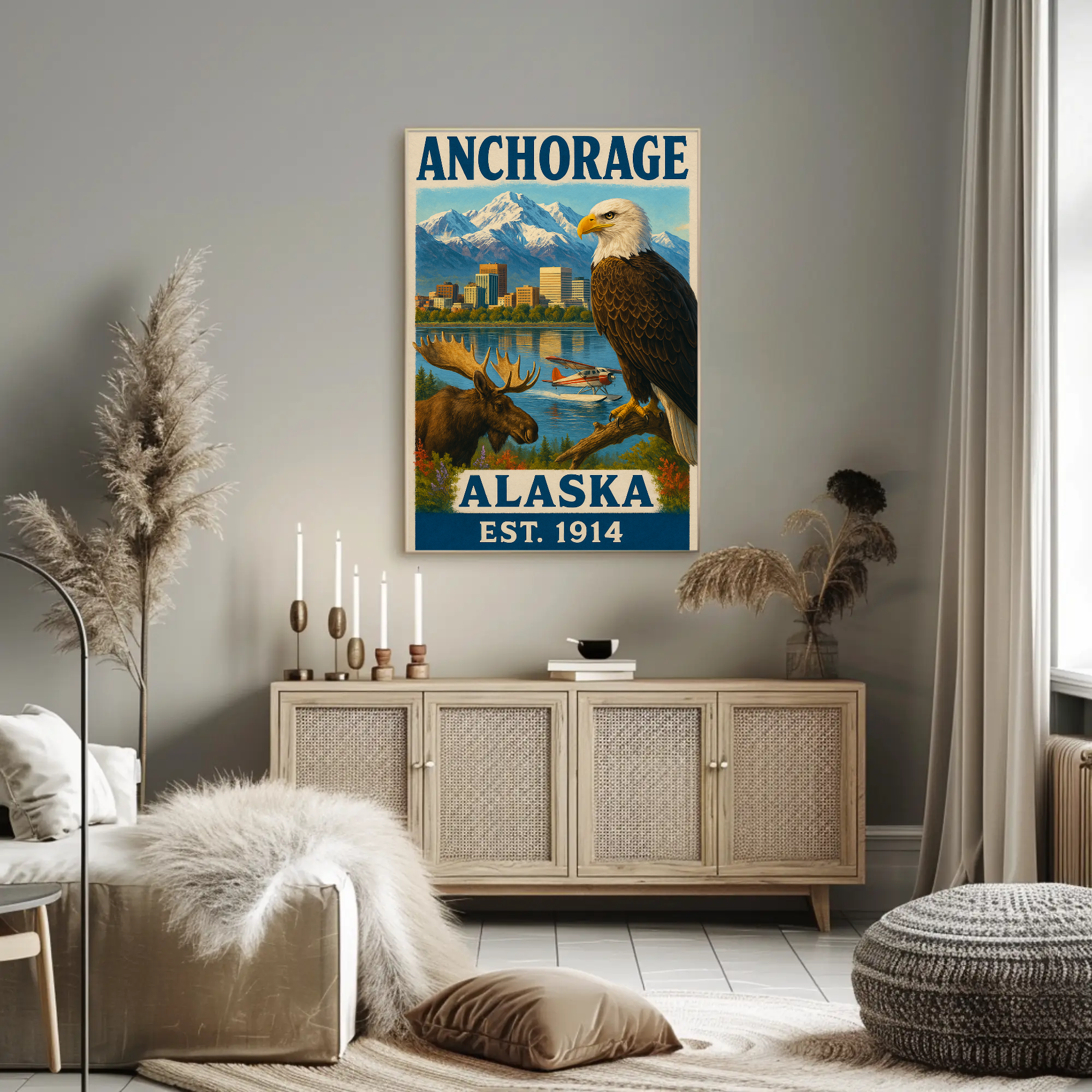Anchorage Alaska Adventure Vintage Travel Poster PosterGoat