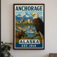 Anchorage Alaska Adventure Vintage Travel Poster PosterGoat