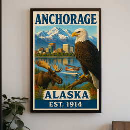Anchorage Alaska Adventure Vintage Travel Poster PosterGoat