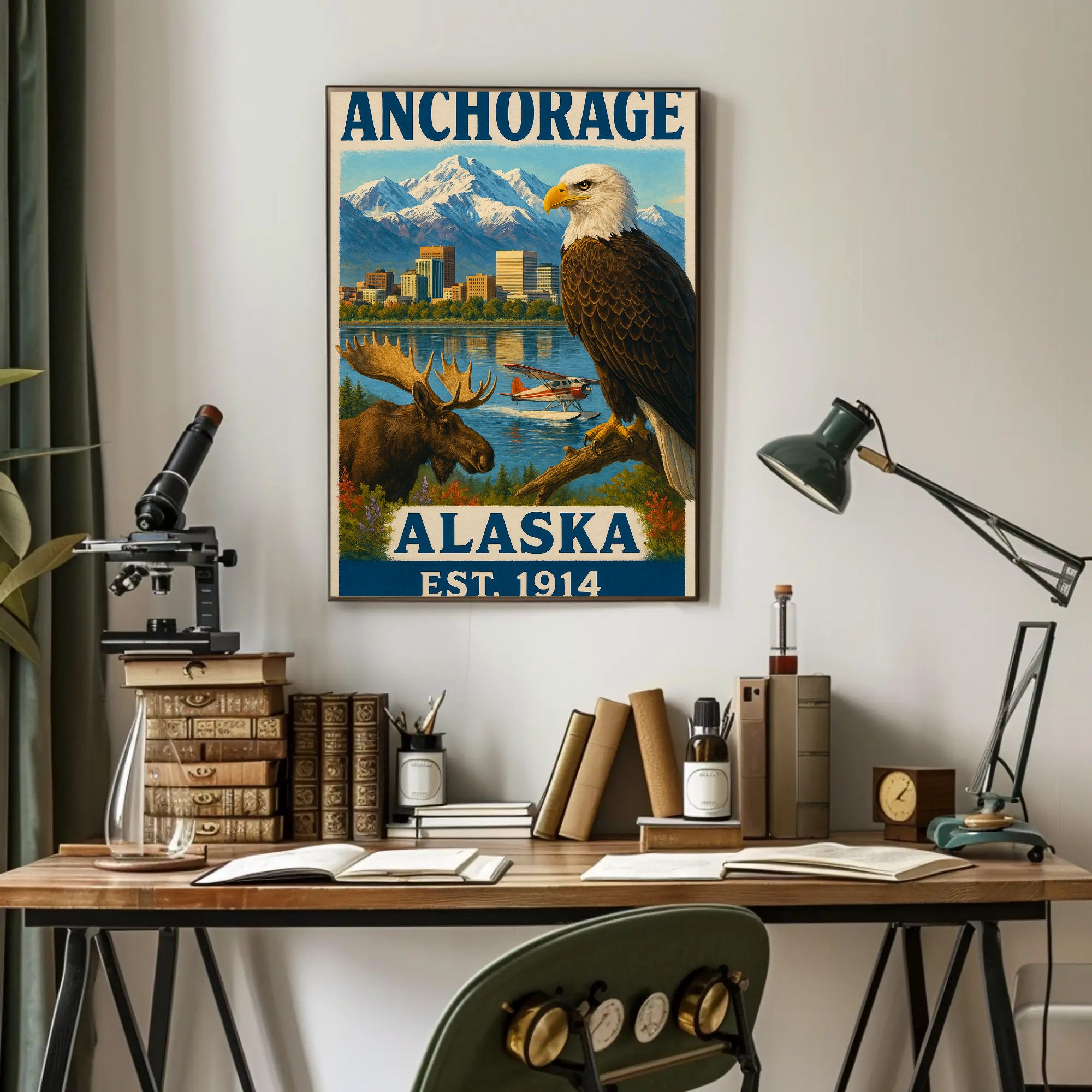 Anchorage Alaska Adventure Vintage Travel Poster PosterGoat