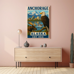 Anchorage Alaska Adventure Vintage Travel Poster PosterGoat