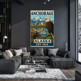 Anchorage Alaska Adventure Vintage Travel Poster PosterGoat