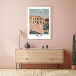 Ancient Arles Amphitheater Illustration Historical or Presidential Poster PosterGoat