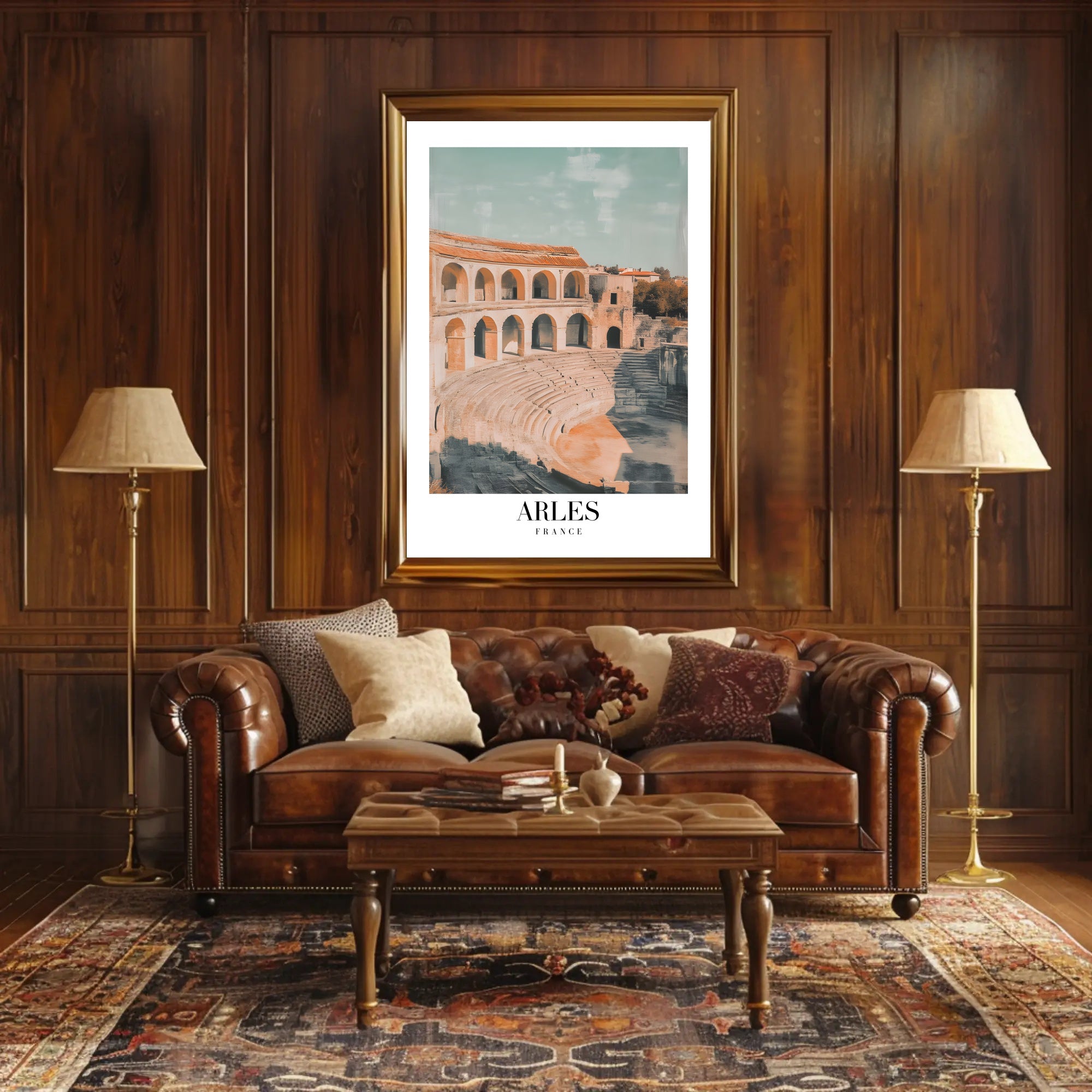 Ancient Arles Amphitheater Illustration Historical or Presidential Poster PosterGoat