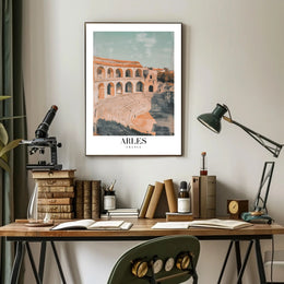 Ancient Arles Amphitheater Illustration Historical or Presidential Poster PosterGoat