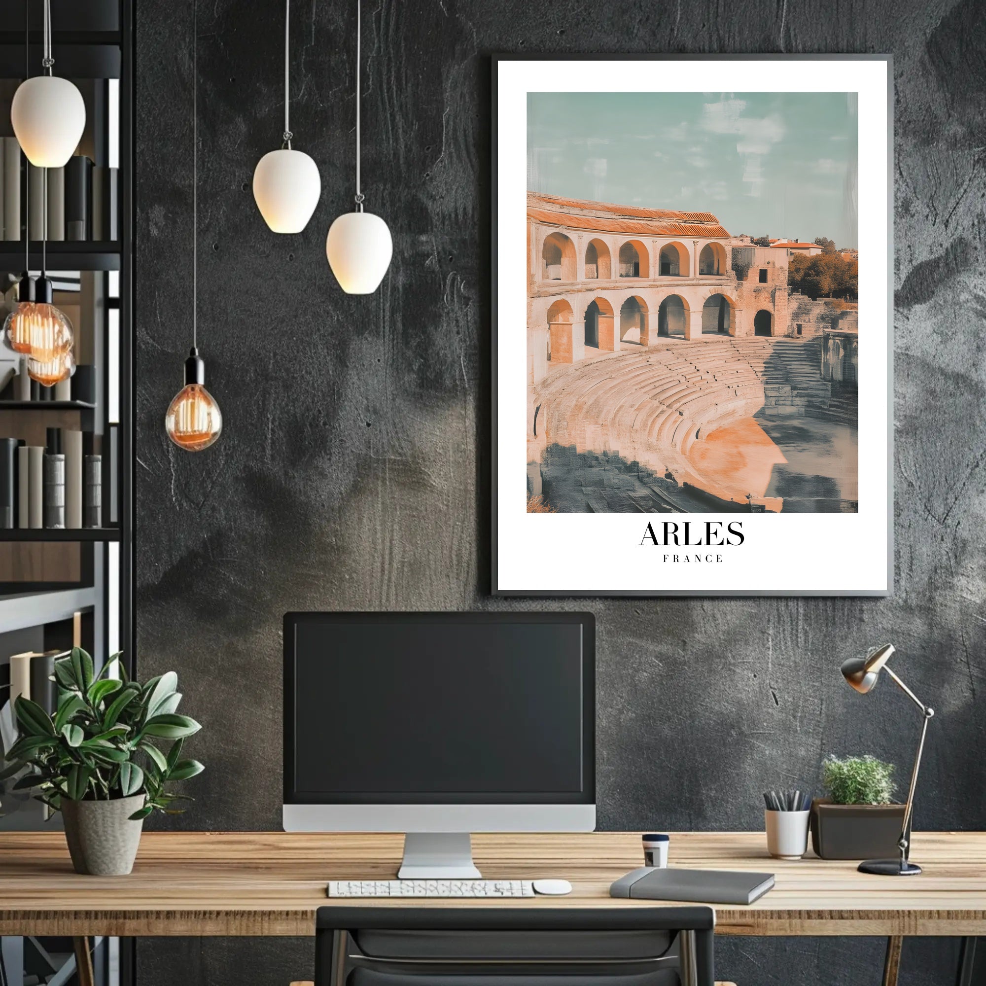 Ancient Arles Amphitheater Illustration Historical or Presidential Poster PosterGoat