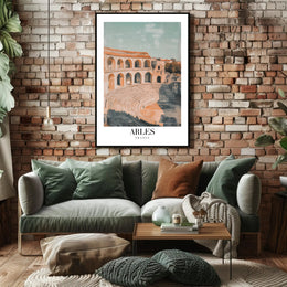 Ancient Arles Amphitheater Illustration Historical or Presidential Poster PosterGoat