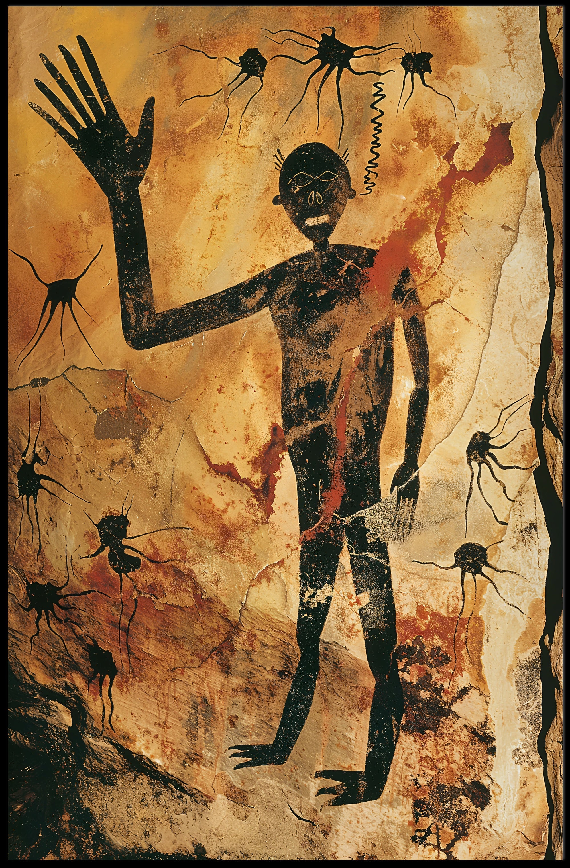 Ancient Cave Art Silhouette Cultural or Heritage Poster PosterGoat