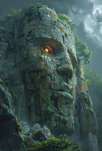 Ancient Face Ruins Adventure - Cultural or Heritage Poster PosterGoat
