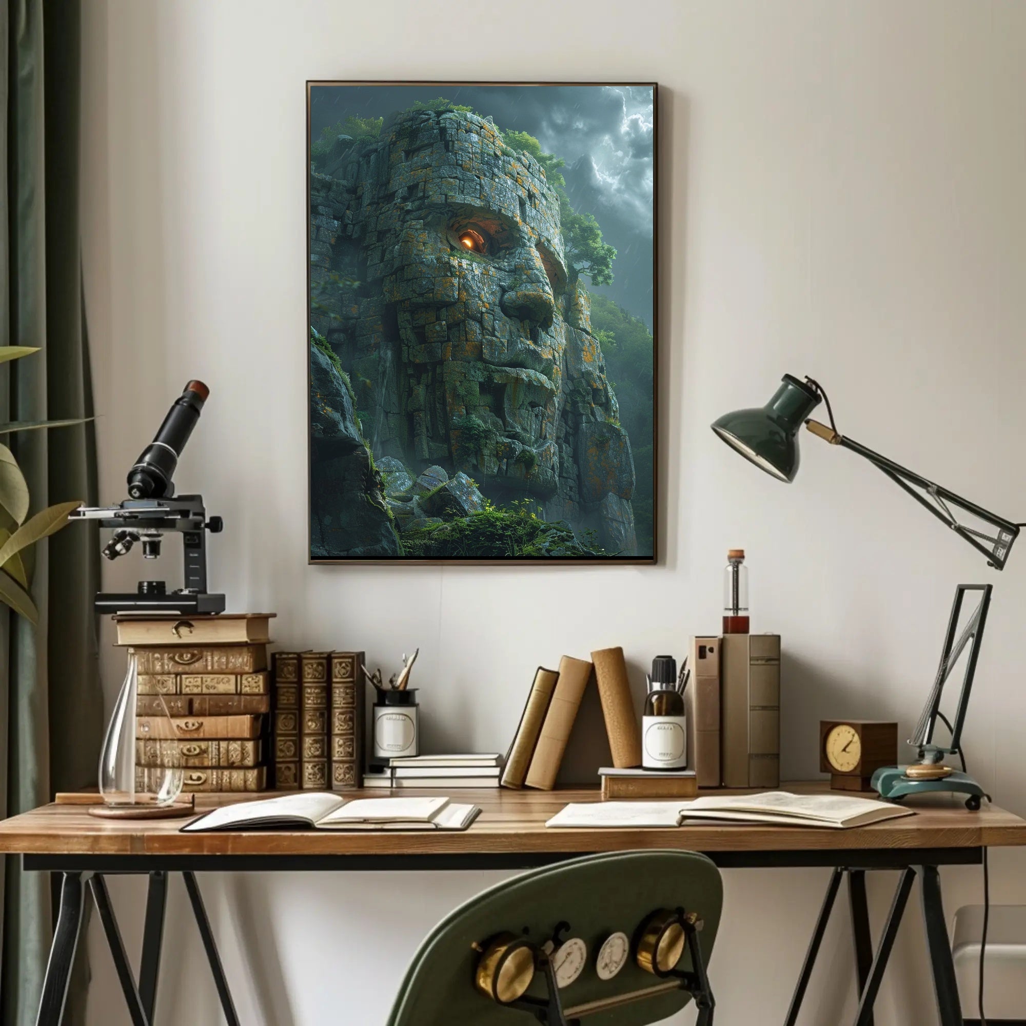 Ancient Face Ruins Adventure - Cultural or Heritage Poster PosterGoat