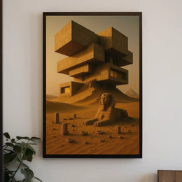 Ancient Futurism Egyptian Landscape Futuristic Sci-Fi Poster PosterGoat