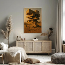 Ancient Futurism Egyptian Landscape Futuristic Sci-Fi Poster PosterGoat