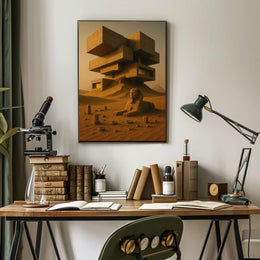 Ancient Futurism Egyptian Landscape Futuristic Sci-Fi Poster PosterGoat
