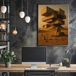 Ancient Futurism Egyptian Landscape Futuristic Sci-Fi Poster PosterGoat