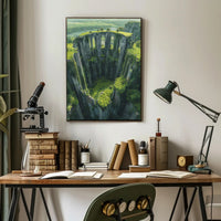 Ancient Gothic Ruins in Verdant Landscape Art Poster PosterGoat