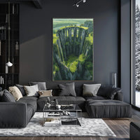 Ancient Gothic Ruins in Verdant Landscape Art Poster PosterGoat