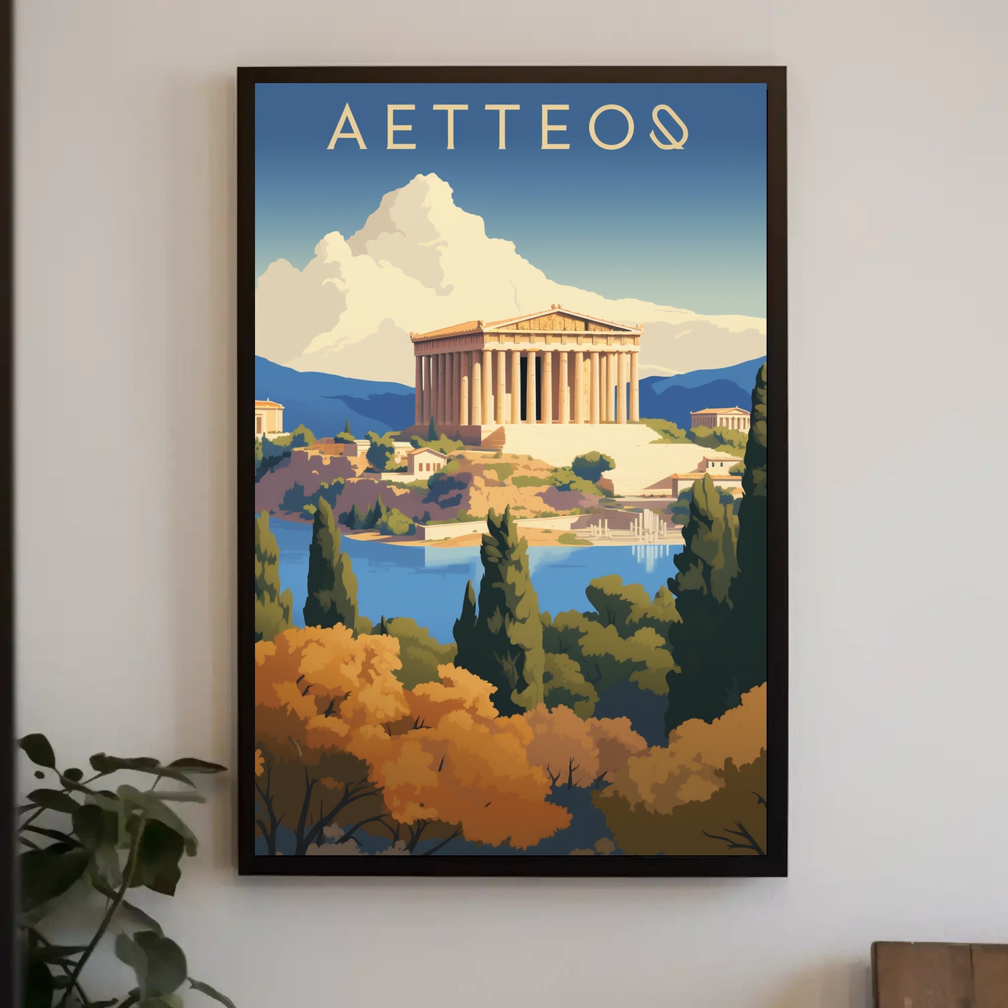 Ancient Greek Temple Landscape Art Cultural or Heritage Poster PosterGoat