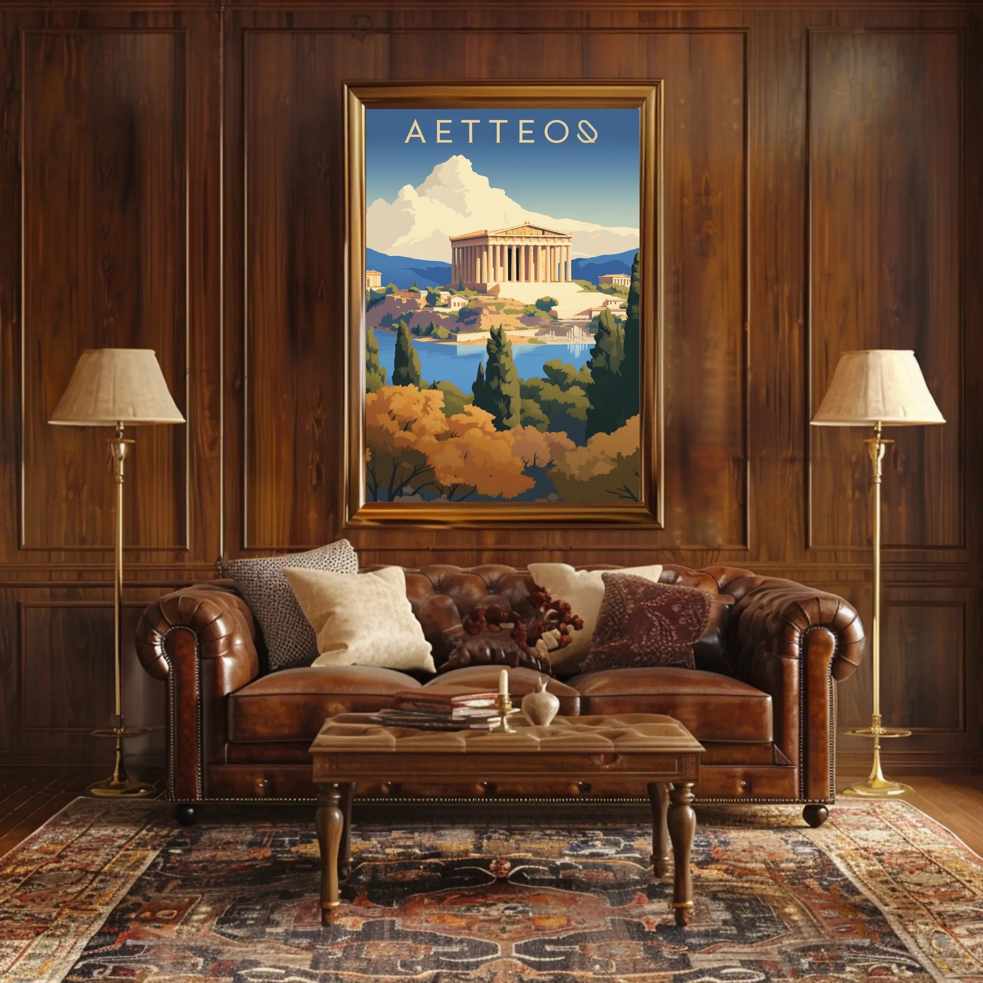 Ancient Greek Temple Landscape Art Cultural or Heritage Poster PosterGoat