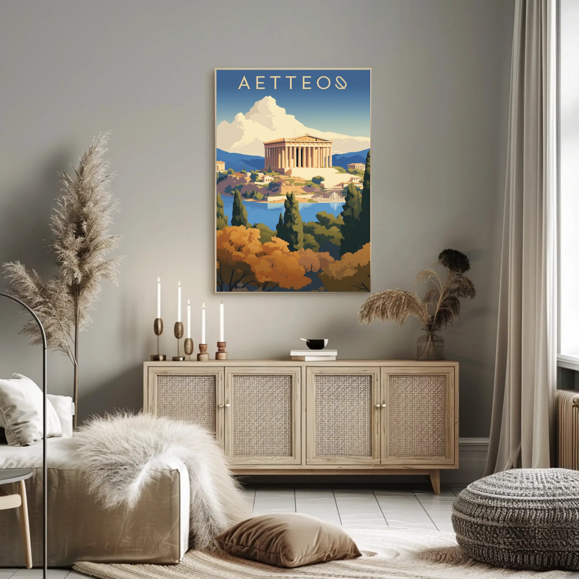 Ancient Greek Temple Landscape Art Cultural or Heritage Poster PosterGoat