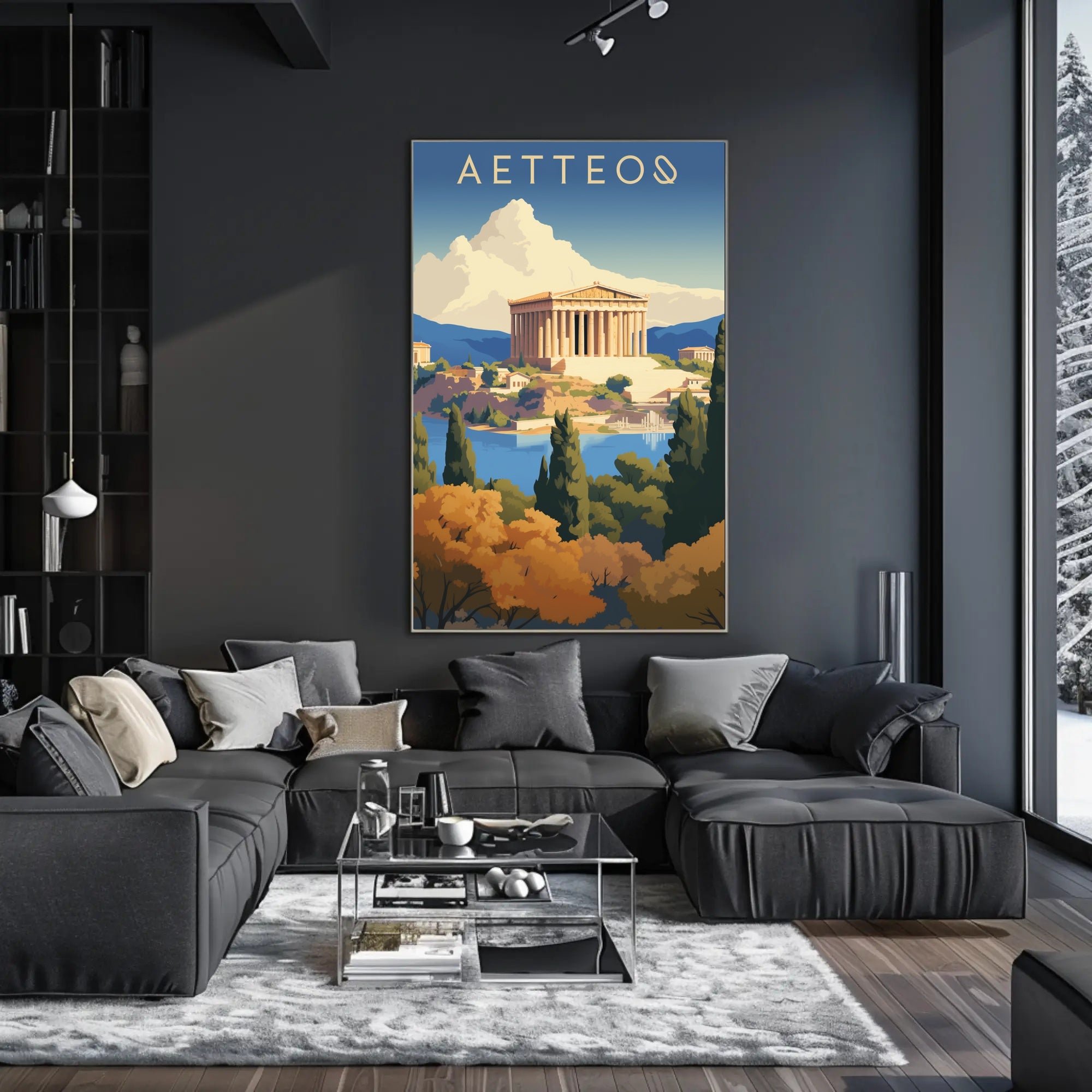Ancient Greek Temple Landscape Art Cultural or Heritage Poster PosterGoat