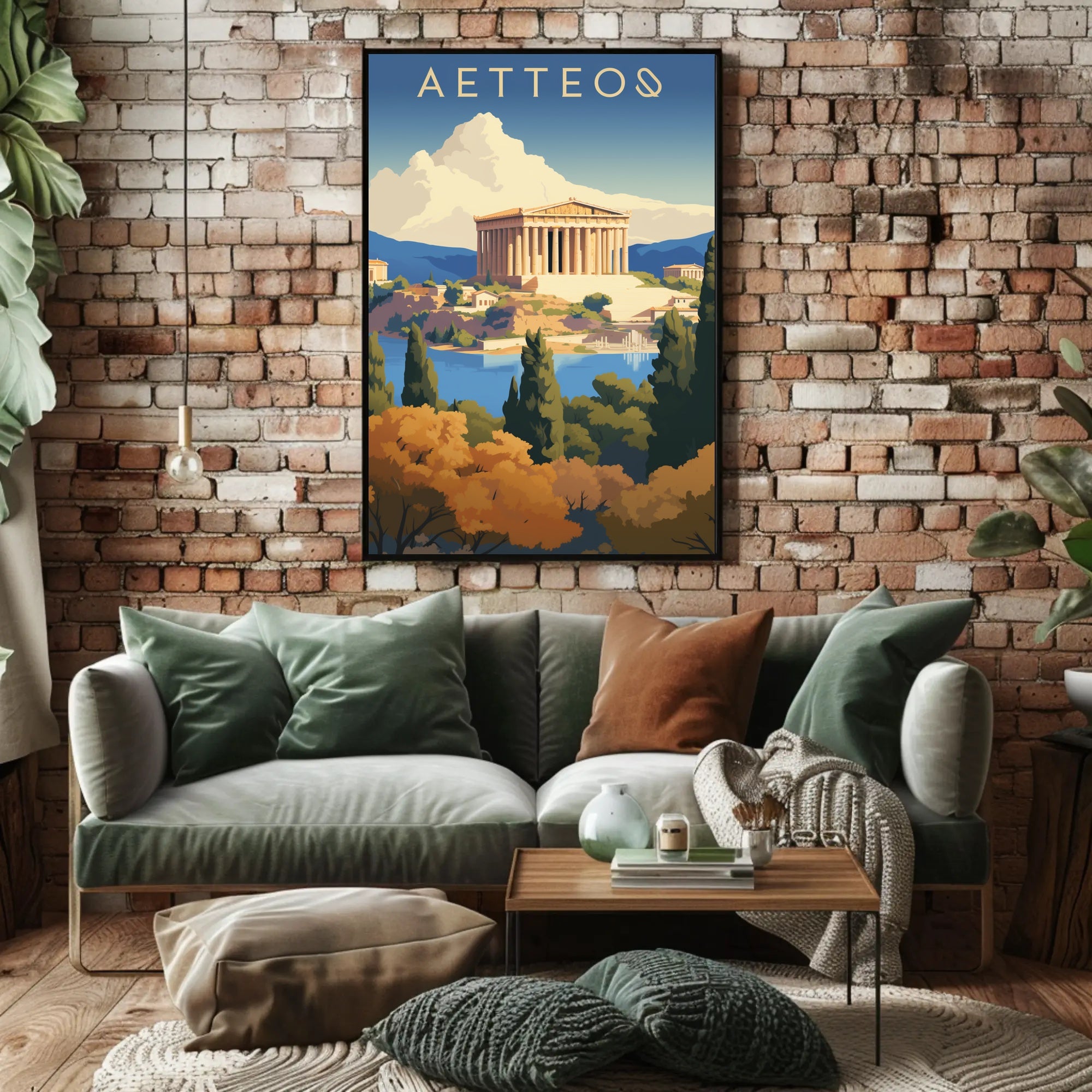 Ancient Greek Temple Landscape Art Cultural or Heritage Poster PosterGoat
