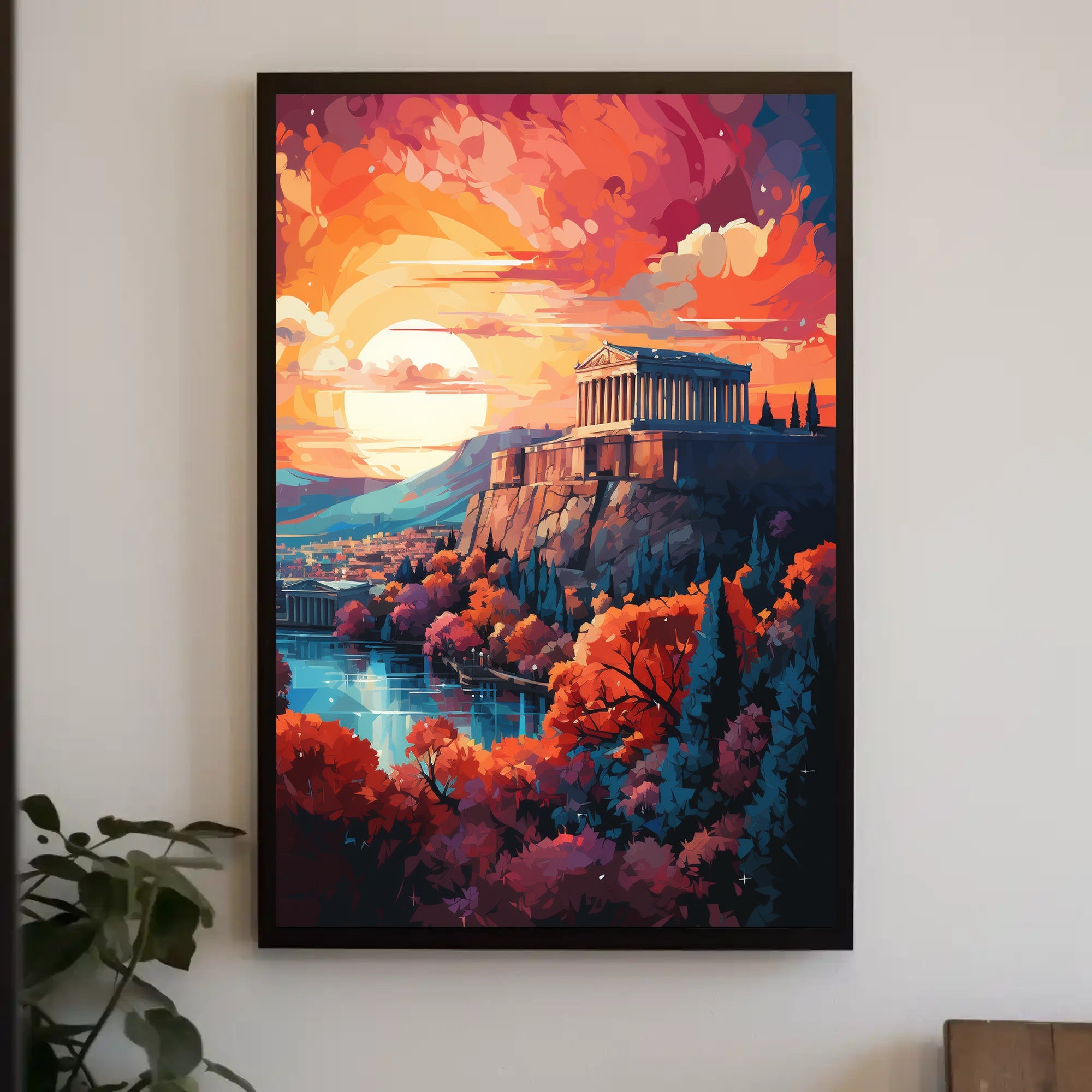 Ancient Greek Temple Scenic Landscape Heritage Poster PosterGoat