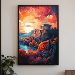 Ancient Greek Temple Scenic Landscape Heritage Poster PosterGoat