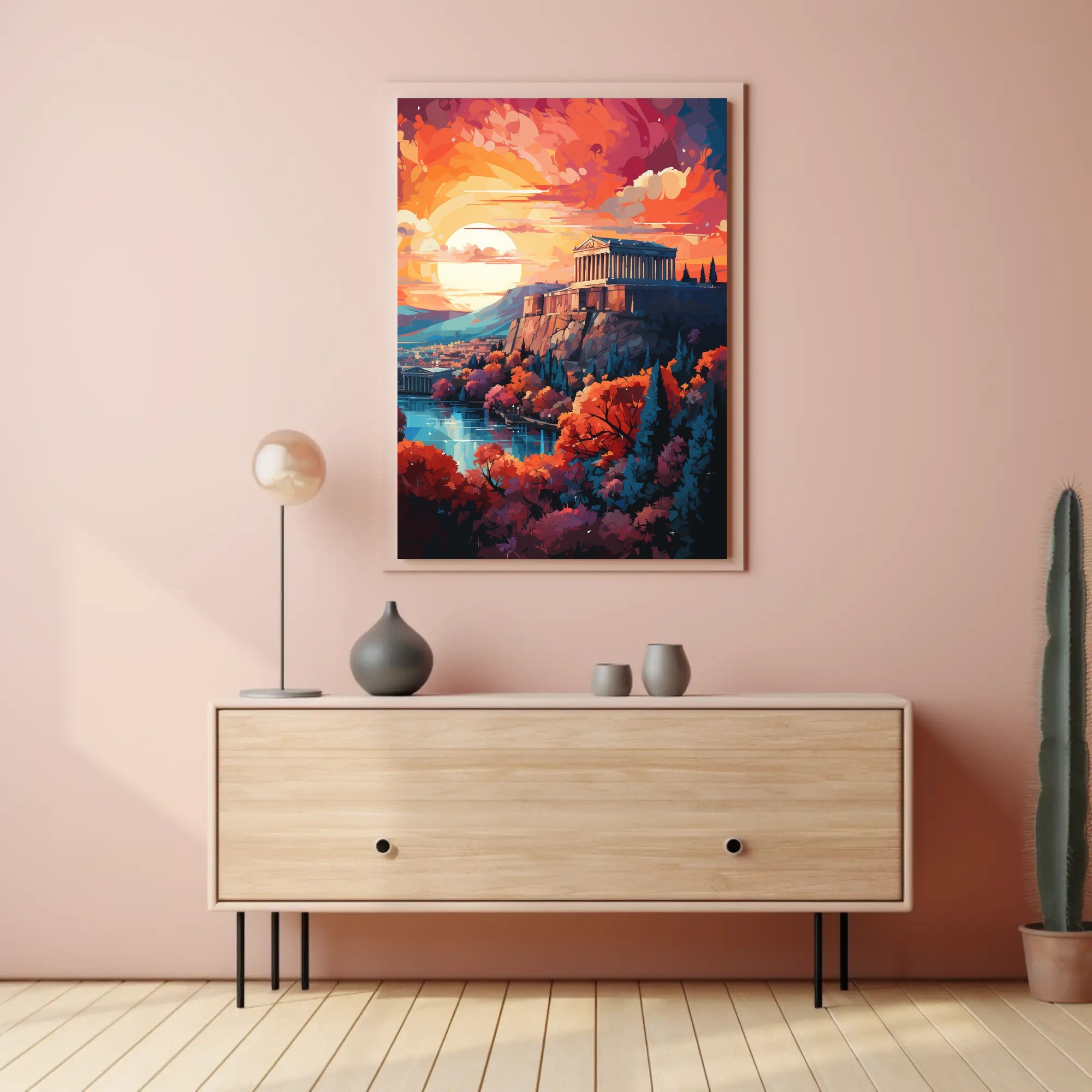 Ancient Greek Temple Scenic Landscape Heritage Poster PosterGoat