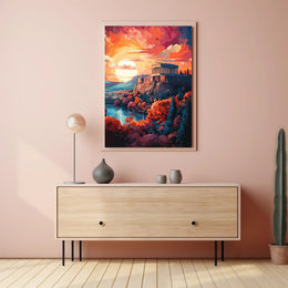 Ancient Greek Temple Scenic Landscape Heritage Poster PosterGoat