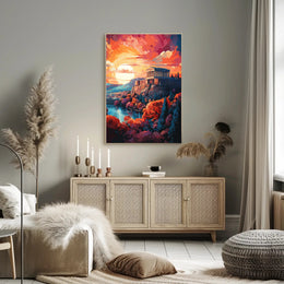 Ancient Greek Temple Scenic Landscape Heritage Poster PosterGoat