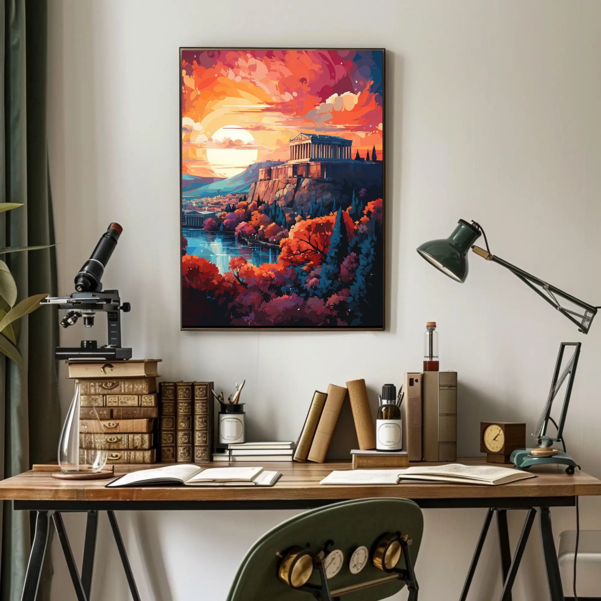 Ancient Greek Temple Scenic Landscape Heritage Poster PosterGoat