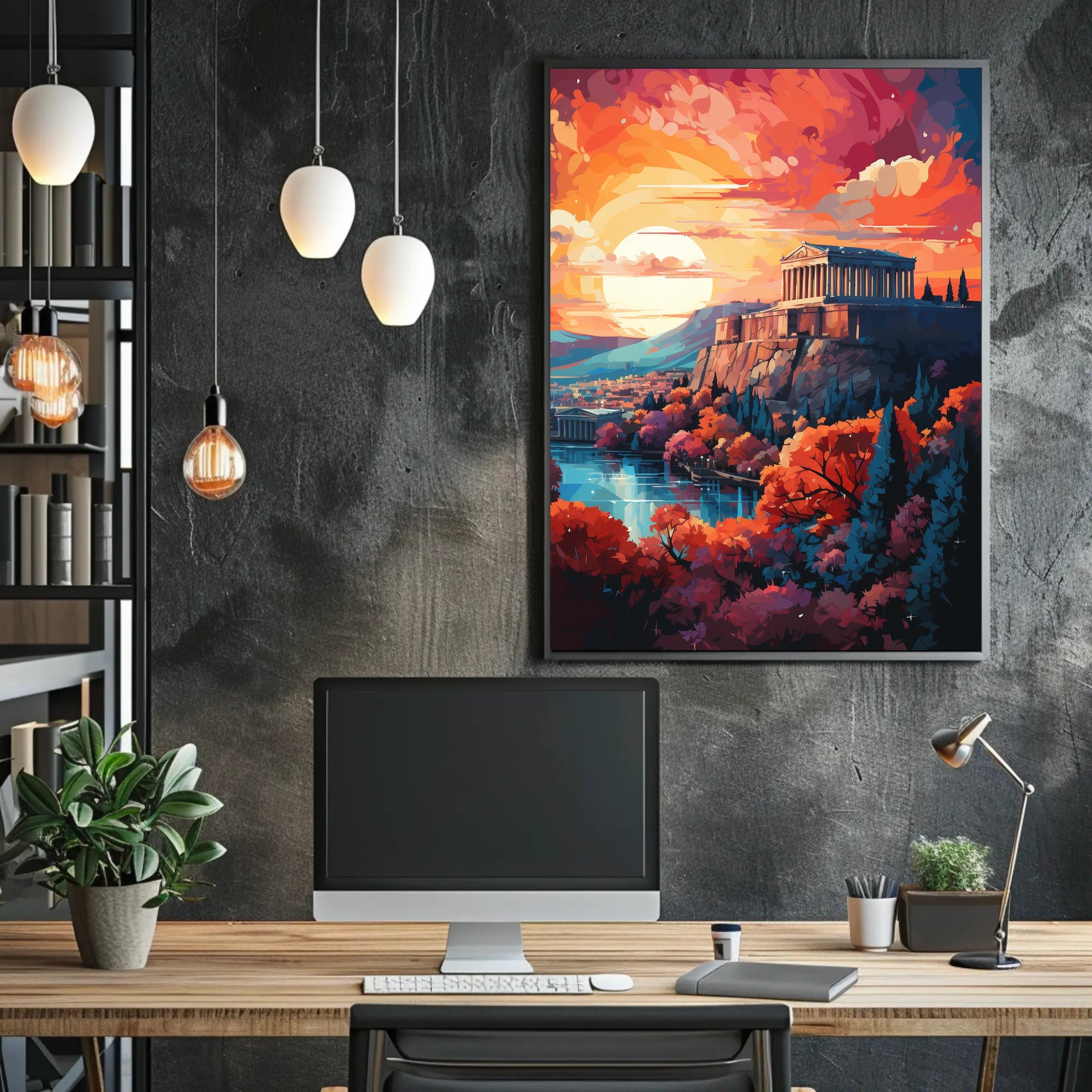 Ancient Greek Temple Scenic Landscape Heritage Poster PosterGoat