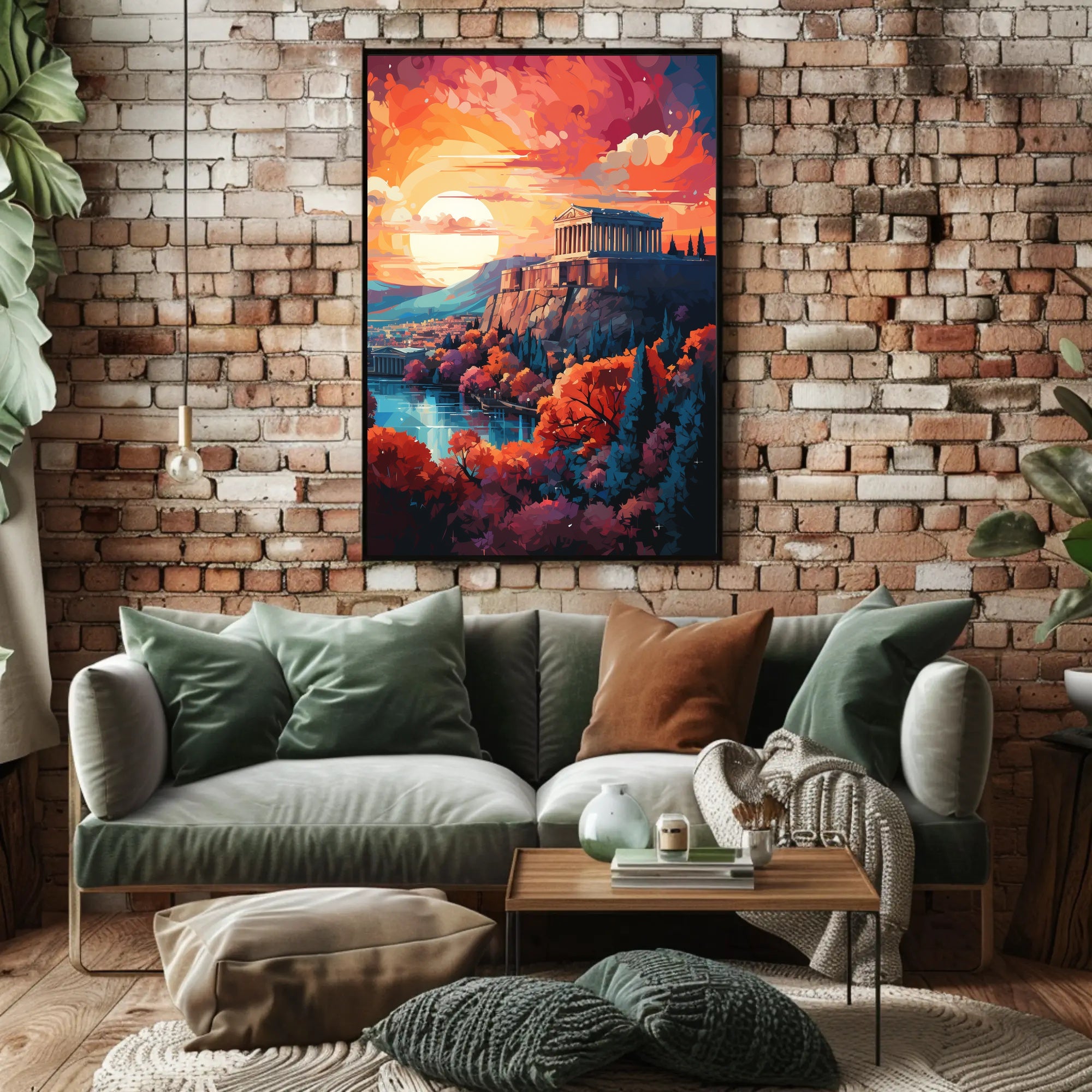 Ancient Greek Temple Scenic Landscape Heritage Poster PosterGoat