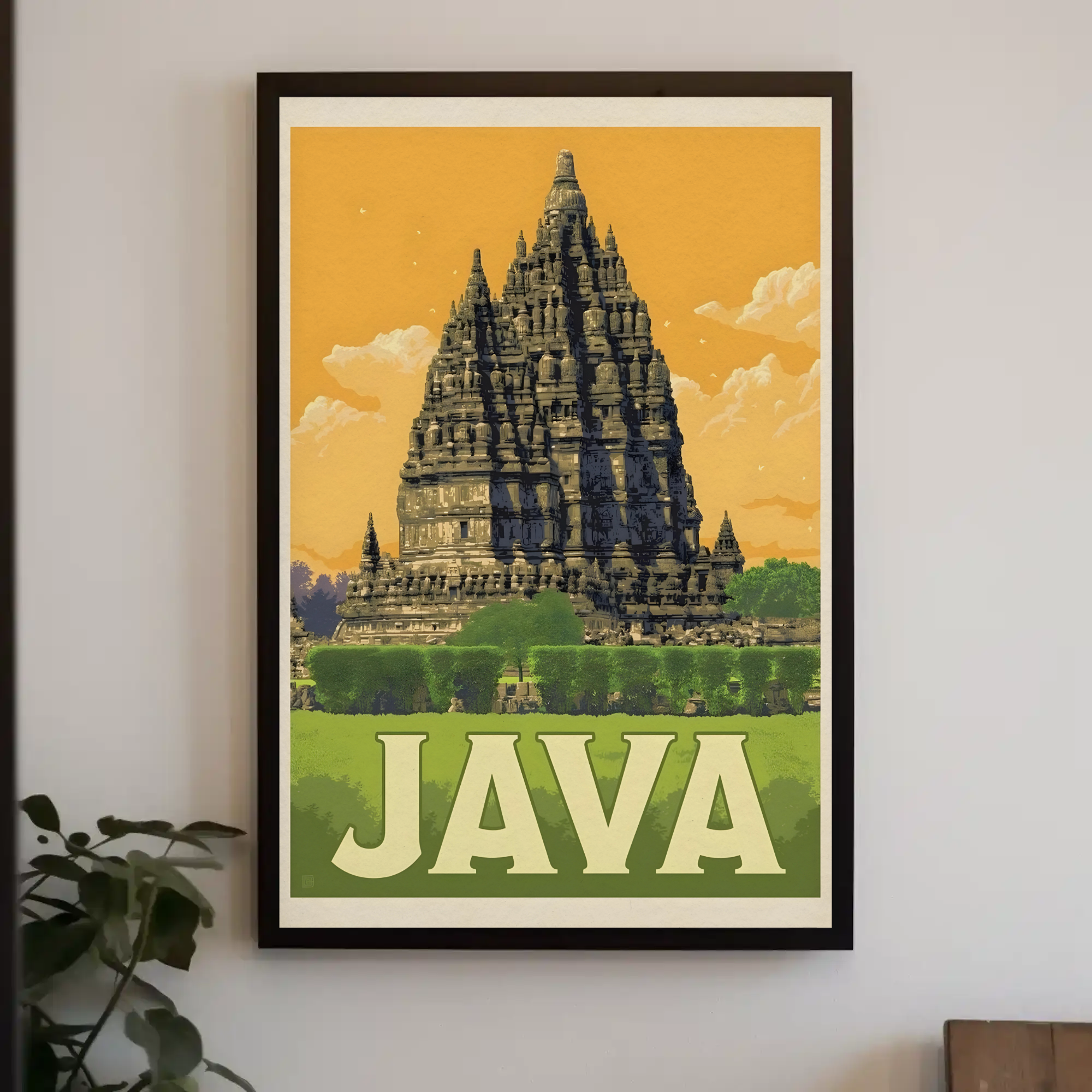 Ancient Javan Temple Vintage Travel Exploration Poster PosterGoat