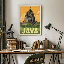 Ancient Javan Temple Vintage Travel Exploration Poster PosterGoat