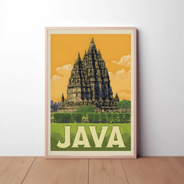 Ancient Javan Temple Vintage Travel Exploration Poster PosterGoat
