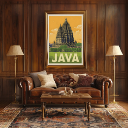 Ancient Javan Temple Vintage Travel Exploration Poster PosterGoat