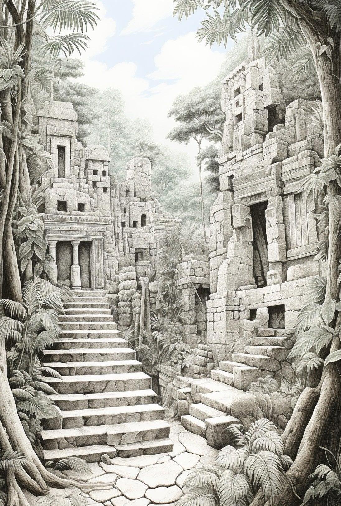 Ancient Jungle Ruins Adventure Cultural or Heritage Poster PosterGoat
