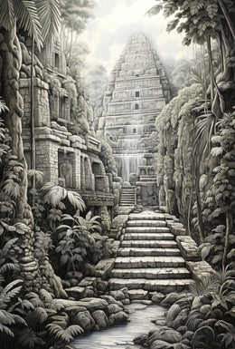 Ancient Jungle Temple in Mesoamerica Cultural or Heritage Poster PosterGoat
