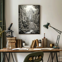 Ancient Jungle Temple in Mesoamerica Cultural or Heritage Poster PosterGoat