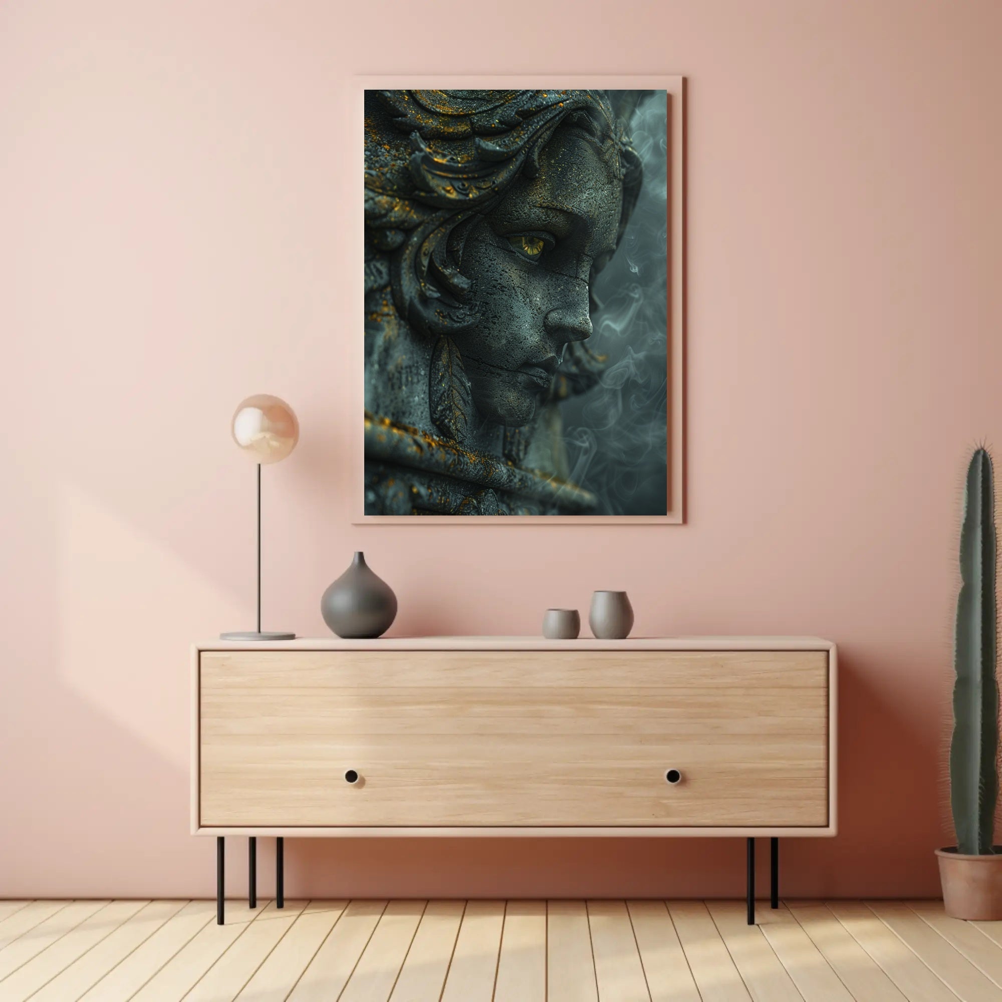 Ancient Mystical Stone Sculpture Photorealistic Fantasy Mythology Poster PosterGoat