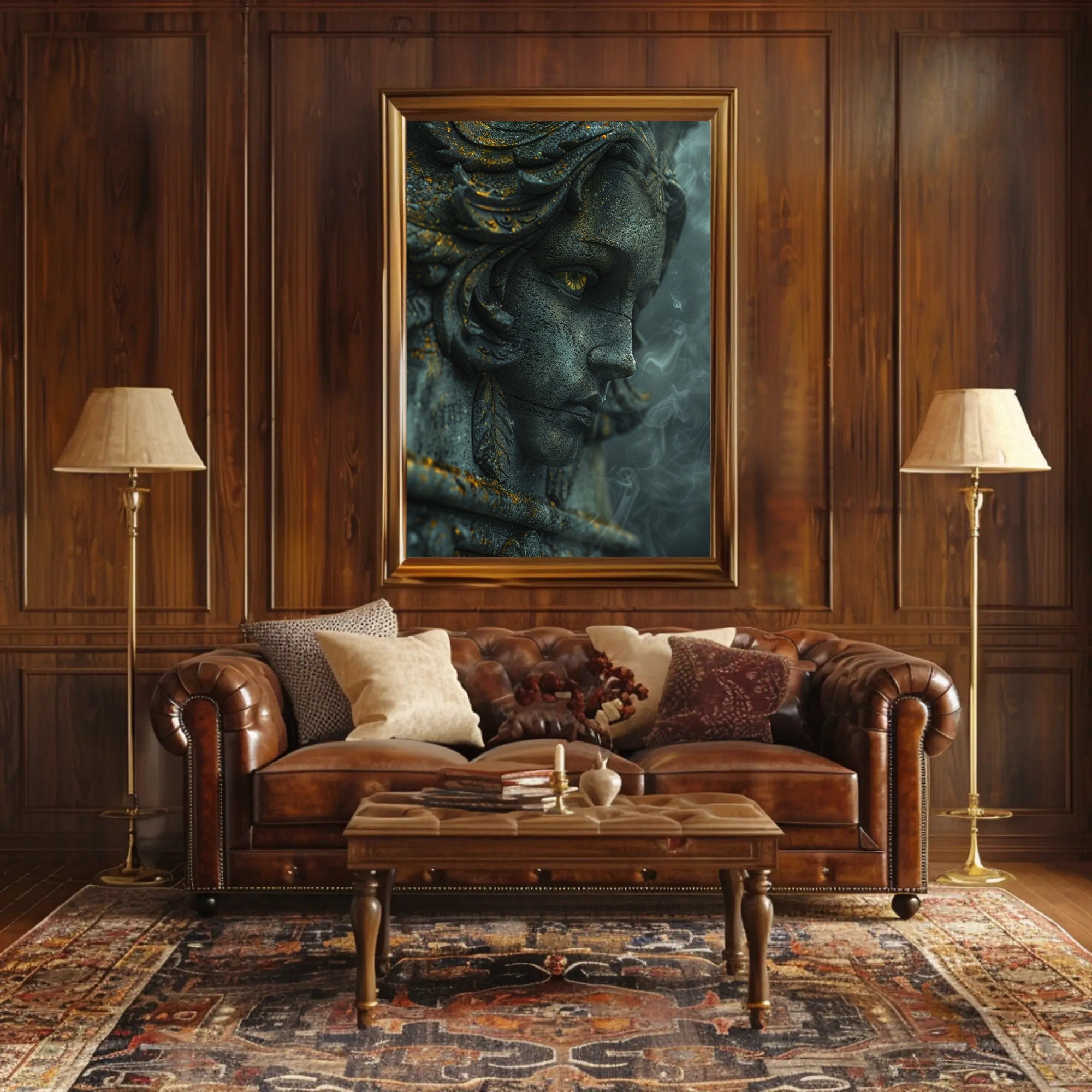 Ancient Mystical Stone Sculpture Photorealistic Fantasy Mythology Poster PosterGoat