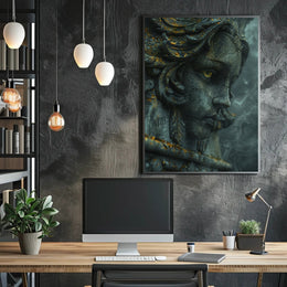 Ancient Mystical Stone Sculpture Photorealistic Fantasy Mythology Poster PosterGoat