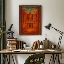 Ancient Mystique: Petra-Inspired Adventure Cultural Heritage Poster PosterGoat