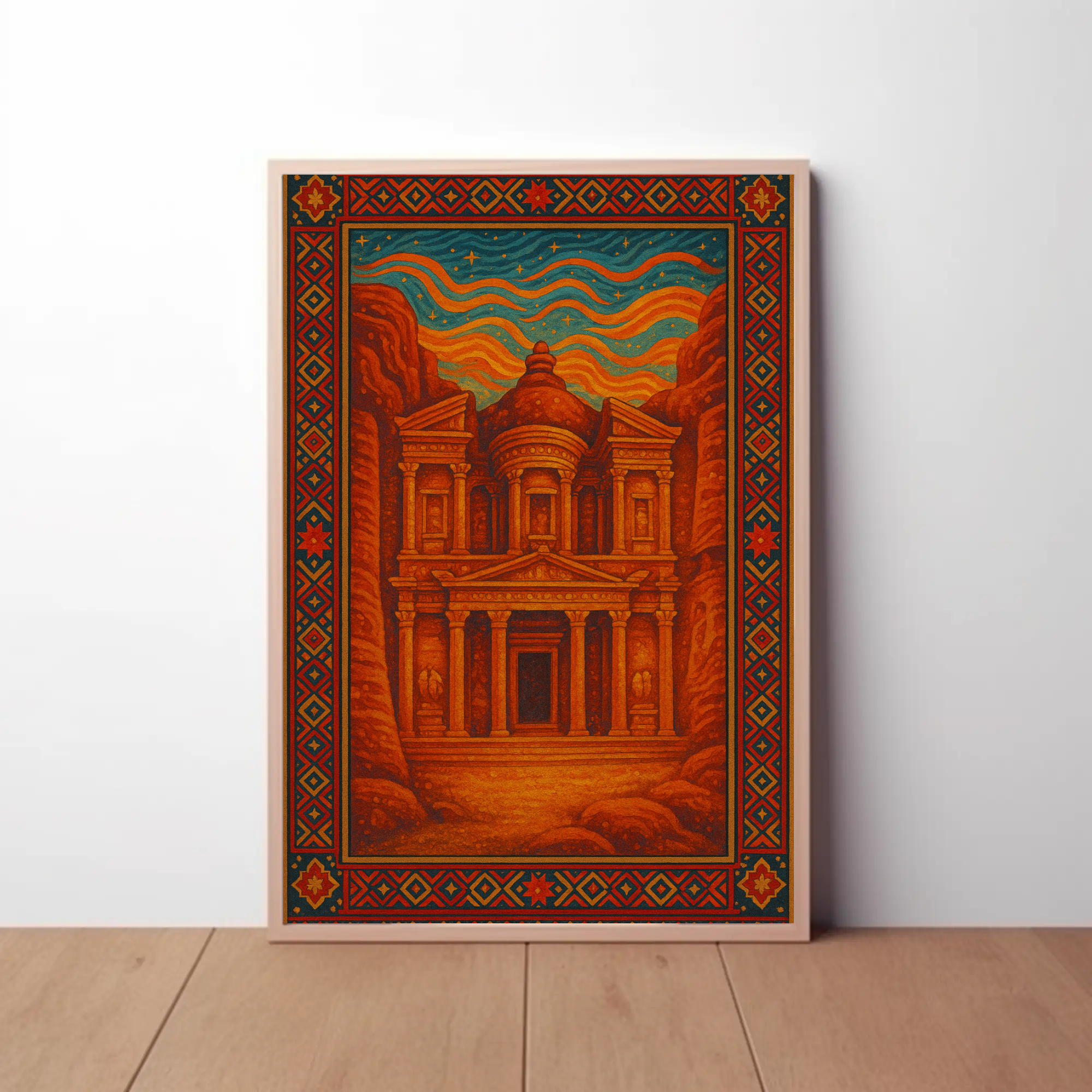 Ancient Mystique: Petra-Inspired Adventure Cultural Heritage Poster PosterGoat