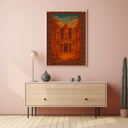 Ancient Mystique: Petra-Inspired Adventure Cultural Heritage Poster PosterGoat